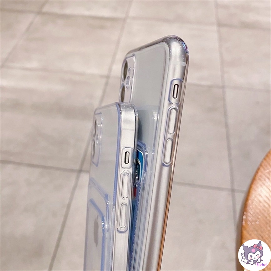 Ốp Lưng Transparent Card Holder Case Compatible For iPhone 7 8Plus X Xs Xr For iPhone 15 11 14 13 12 Pro Max SE2020 Xs Max Casing Ins Put In Card Photos Soft TPU Shockproof Back Cover