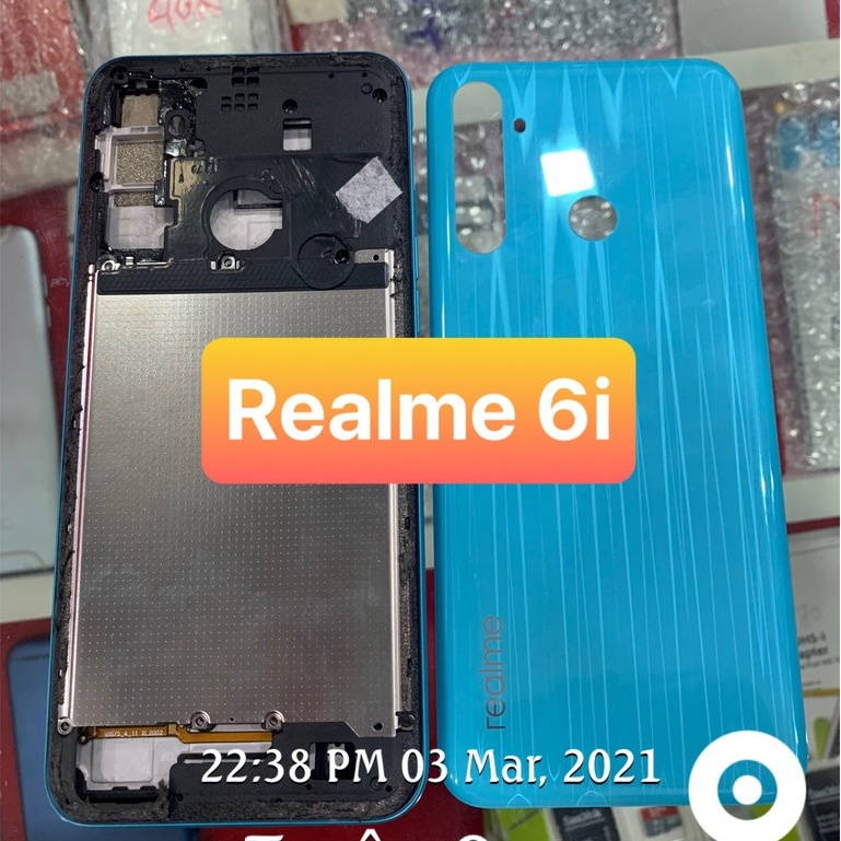 bộ vỏ Realme 6i - gồm lưng,sườn,xương,phím,kính và viền camera