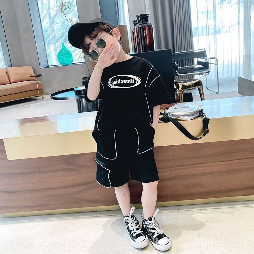 Bộ cộc tay bé trai MOOBABY SHOP, Bộ thun hè Cotton Viền cực mát cho bé từ 6-28kg