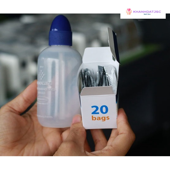 Bình và muối hạt nguyên chất rửa mũi Nanocare