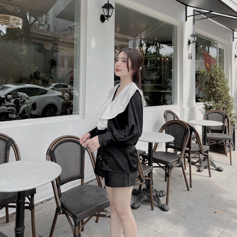 Áo sơ mi lụa tiểu thư Lolita cổ bèo Souris By G