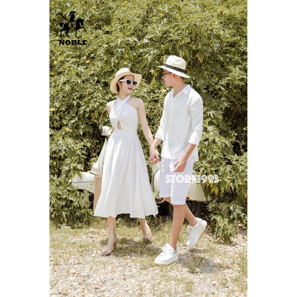 [Freeship] Set đồ đôi couple sơ mi nam, đầm nữ thời trang cao cấp Noble cao cấp TN159 (Ảnh thật)