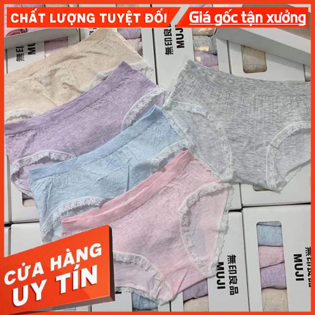 Bán Sỉ Hộp 5 Quần Chip Nữ Quần Lót Nữ Muji Viền Ren Làm Từ Sợi Tre Kháng Khuẩn Hàng Xuất NHật An Toàn Khi Sử Dụng