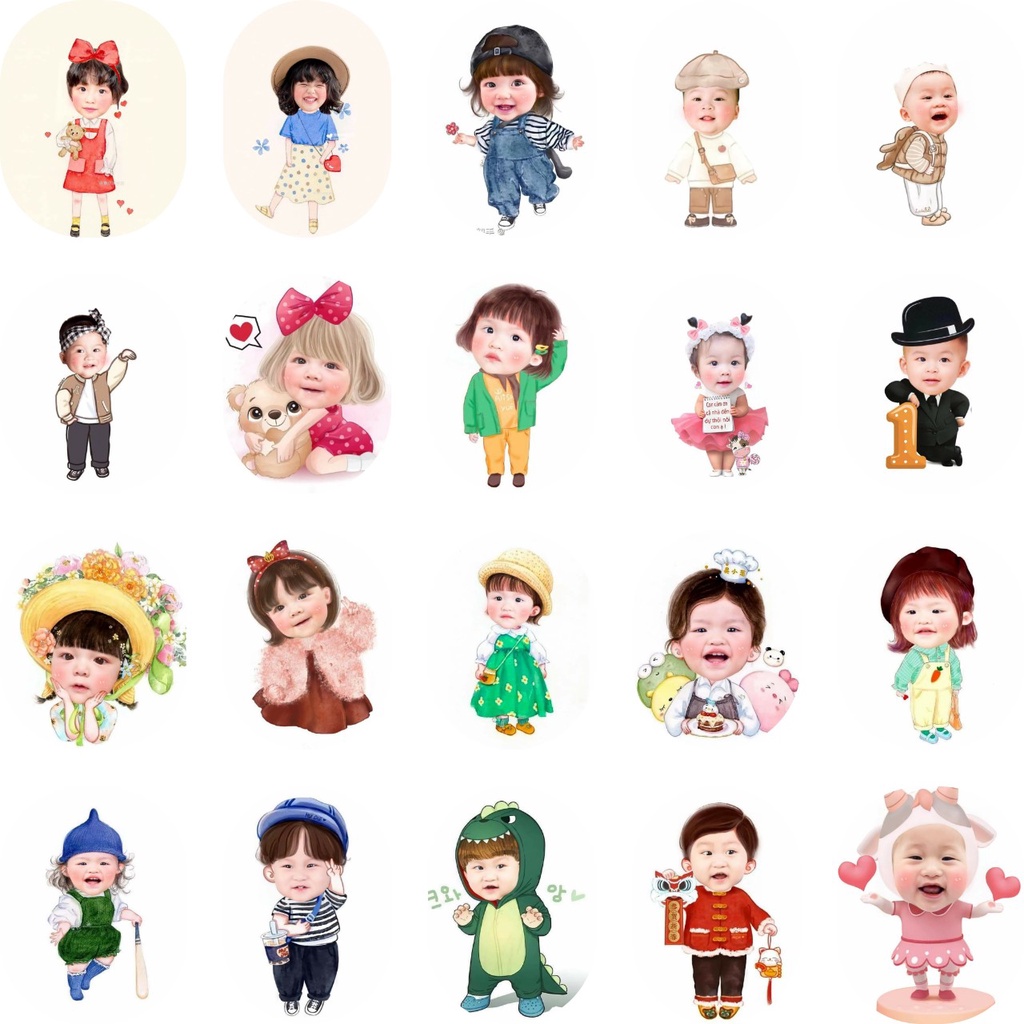 Chibi Sinh Nhật Bé Trai, Bé Gái - Chèn Hình Chibi Bé Trang Trí Sinh Nhật Thôi Nôi Siêu Hot 2023