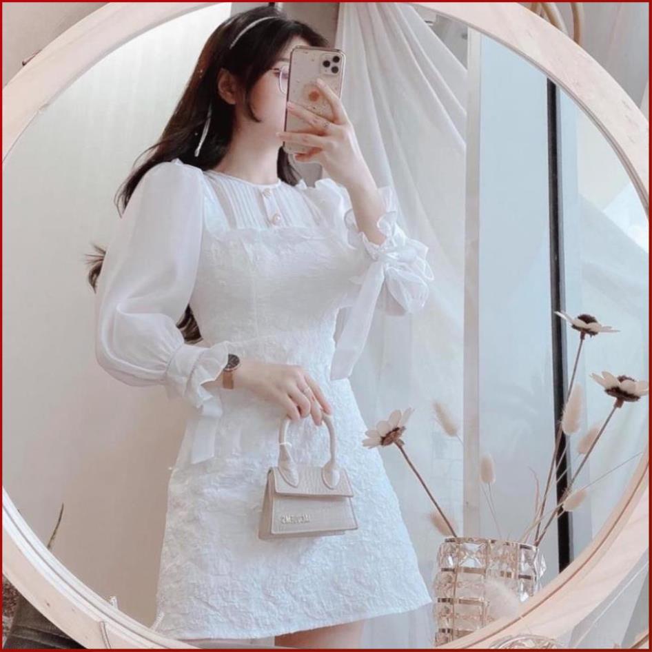 Váy Trắng Dài Tay COBI Váy Tay Bồng Dự Tiệc Dễ Thương Đầm Nữ Thiết Kế Đi Tiệc Cưới Đi Chơi Đẹp Thời Trang Size S M L