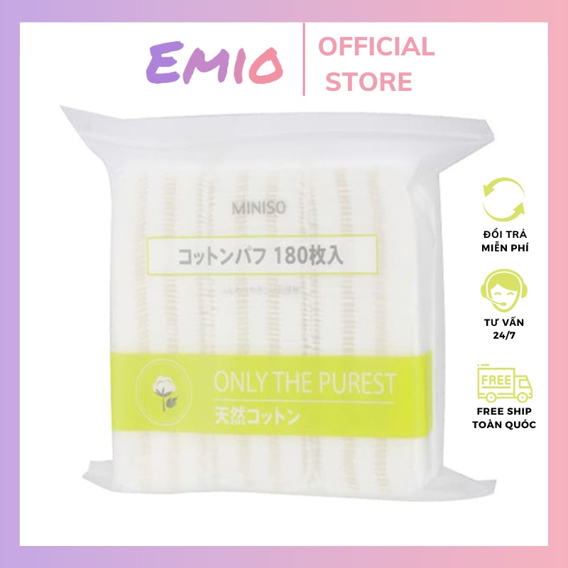 Bông tẩy trang miniso cotton pads 180 miếng 3 lớp EMIO BTT02