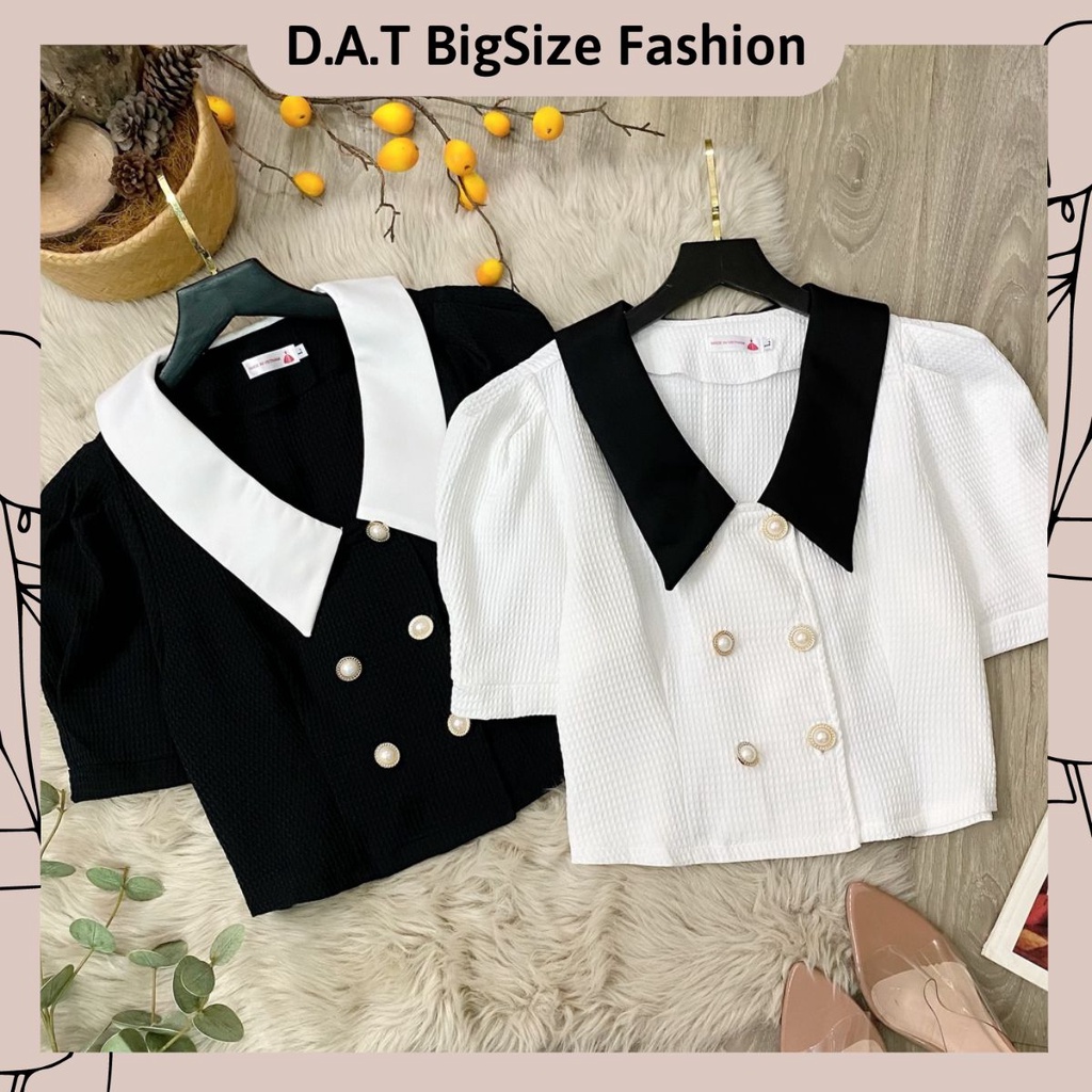 Áo Cổ V Phối Nút Ngọc Nhiều Màu , Áo Kiểu BigSize Chất Vải Poly Tổ Ong Cao Cấp Thiết Kế Dành Cho Người Béo 50-90kg