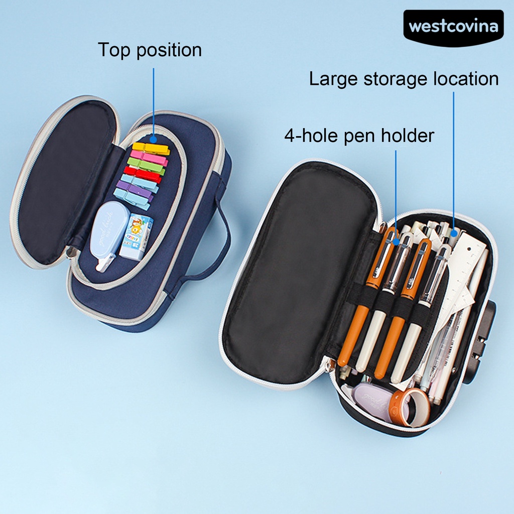 [Hot]✍Túi Đựng Bút Giả Da Có Tay Cầm Tiện Lợi Cho Bé