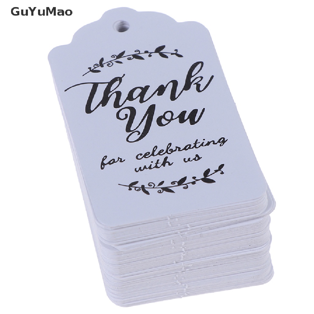 Set 100 Thẻ Giấy In Chữ Thank You Dùng Để Trang Trí Quà Tặng
