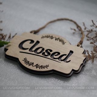 Biển hiệu Gỗ decor Open Closed 2 mặt LEVU-BG13 treo cửa trang trí cửa hàng
