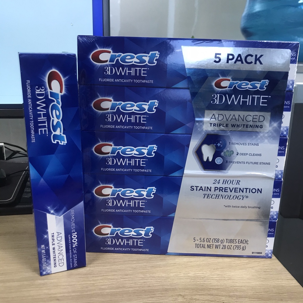 Hàng Mỹ - Kem đánh răng CREST 3D White Fluoride Anticavity Toothpaste - Kem đánh răng làm trắng răng 158g