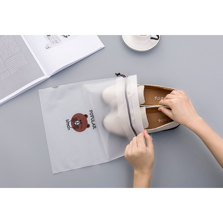 Túi dây rút đựng dép son môi gấu Brown