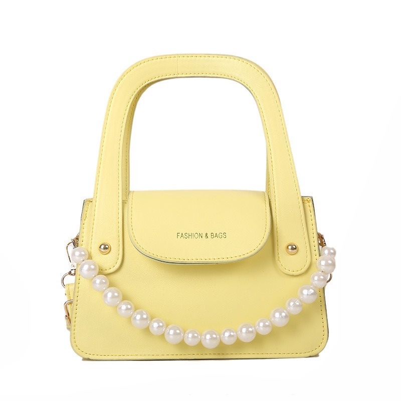 Túi Đeo Chéo Hình Vuông Nhỏ Màu Trơn Đính Ngọc Trai Thời Trang NB00276