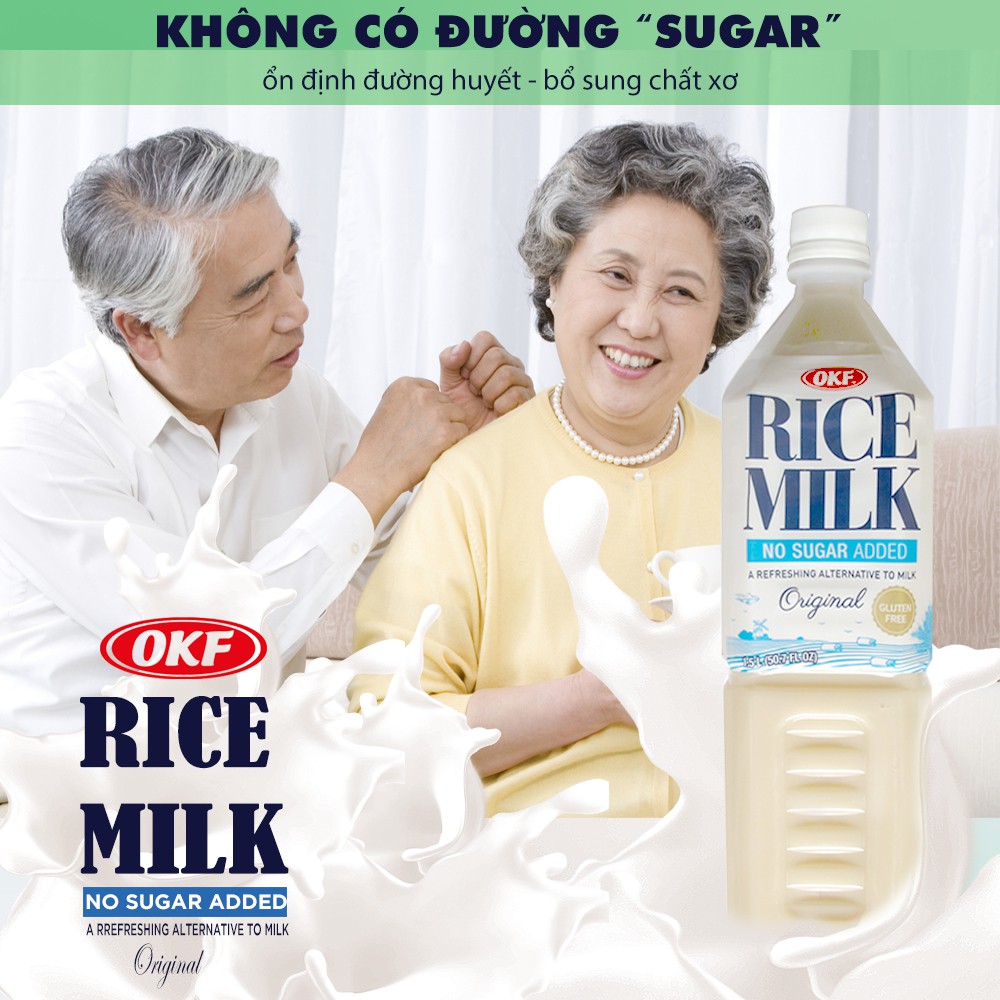 Nước sữa gạo Hàn Quốc không đường dành cho người ăn kiêng OKF RICE MILK chai 1.5L