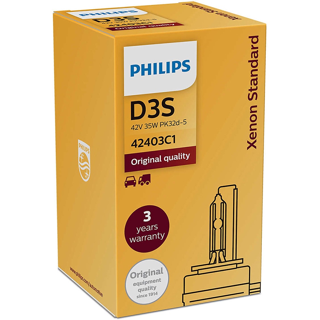 Bóng đèn Ô tô/Xe hơi Xenon Philips Standard D3S 42403 C1 42V 35W 4200K - Hàng Chính Hãng