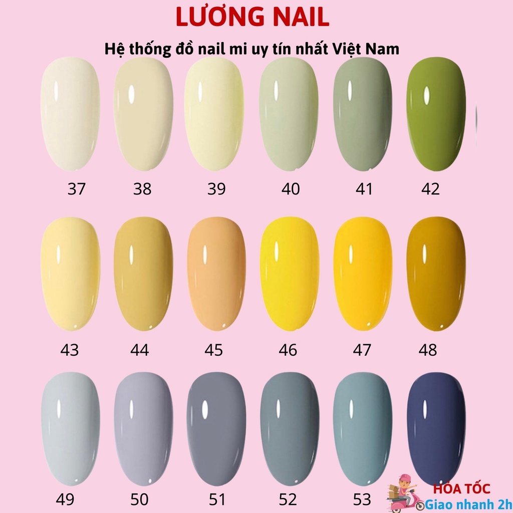 Sơn gel MLADEA sơn móng tay gel tone vàng chanh trắng kem mã 37 đến 54