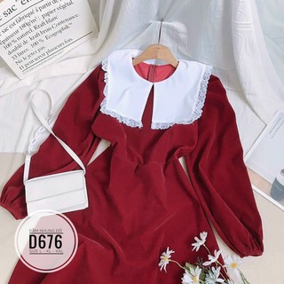 Bigsize Đầm nhung đỏ D676