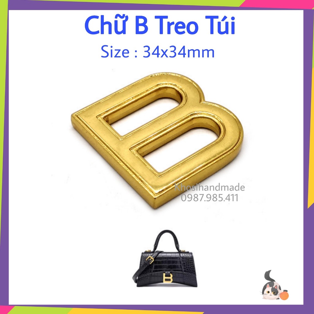 Chữ B Treo Túi Loại Tốt (Size: 34x34mm)
