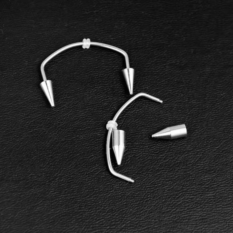 Phụ kiện xỏ môi hình răng ma cà rồng bằng thép không gỉ có thanh hình chữ C độc đáo thời trang