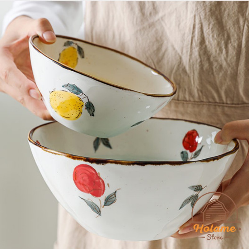 Tô ăn mì , bát úp mì đựng đồ ăn họa tiết hoa quả nhiều màu sắc Holame