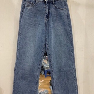 Quần jeans ống rộng cạp cao