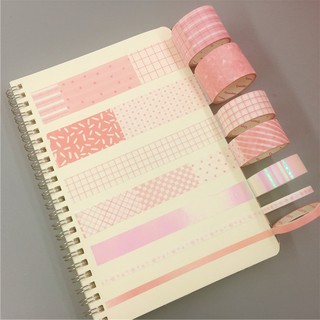 Washi tape set 7 cuộn pastel trang trí scrapbook, sổ tay planner