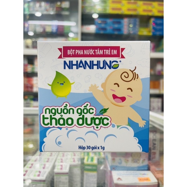 Bột pha nước tắm trẻ em Nhân Hưng - hộp 30 gói x 1g