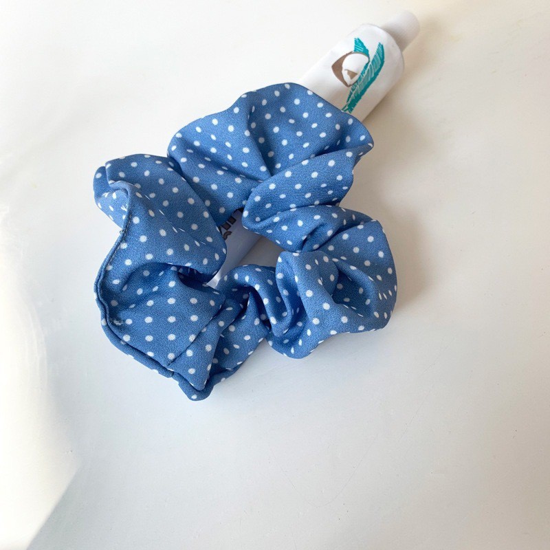 Dây chun buộc tóc Scrunchie màu xanh tươi sáng đáng yêu - S02