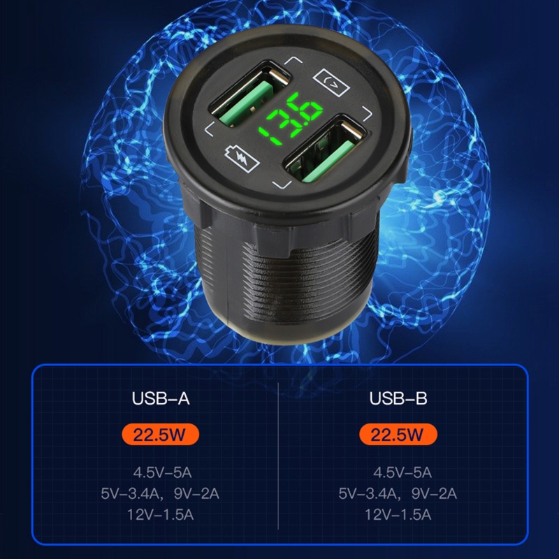 Bộ Sạc Điện Thoại Hai Cổng USB Chống Nước Cho Xe Hơi Xe Tải