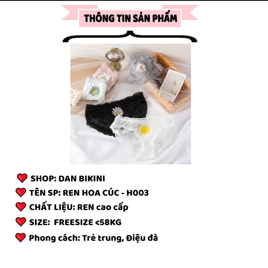 Quần Lót Nữ ❤️FREESHIP❤️ Quần Lót Ren Nữ sexy viền lưới phối hoa cúc điệu đà gợi cảm mã H003
