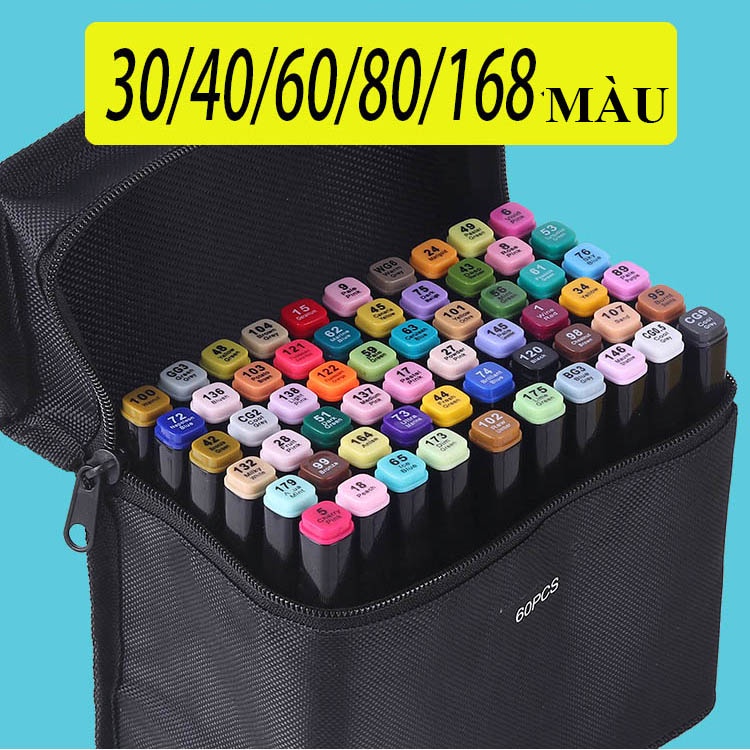 Bút màu dạ TOUCH marker chuyên nghiệp Deli kèm túi vải họa cụ vẽ tranh cao cấp 30 / 40 / 60 / 80 màu