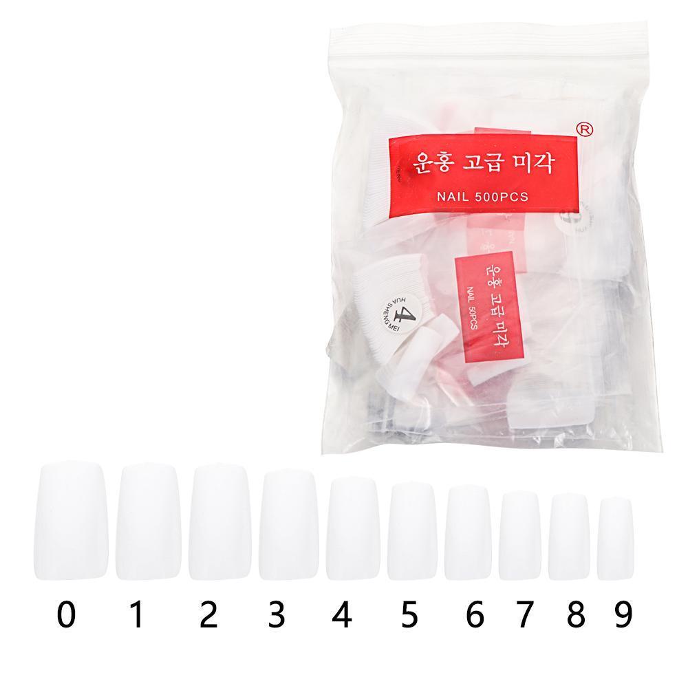 Túi 500 Móng Tay Giả Acrylic Trong Suốt 9 Kiểu Tự Nhiên