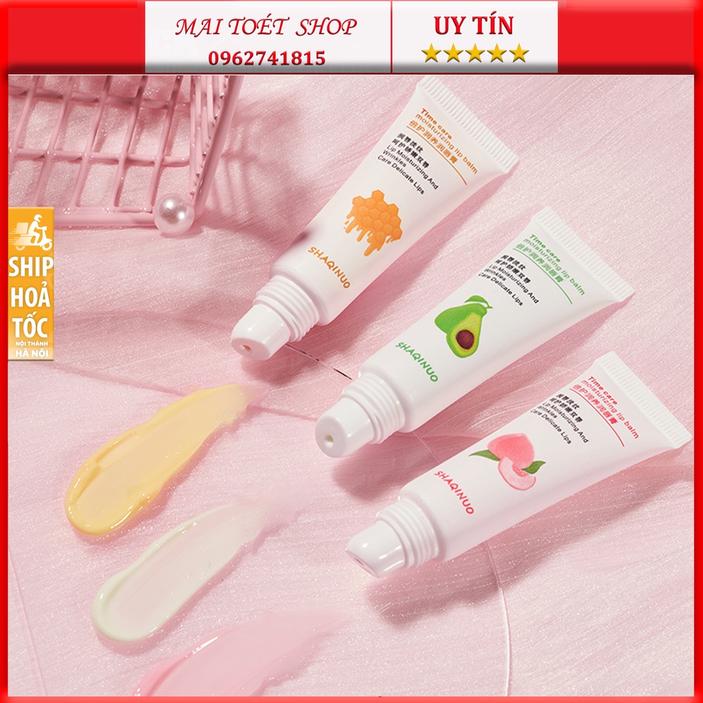 (Hàng Mới Về)Son dưỡng môi SHAQINUO dưỡng ẩm không màu mùi hoa quả, son nội địa trung