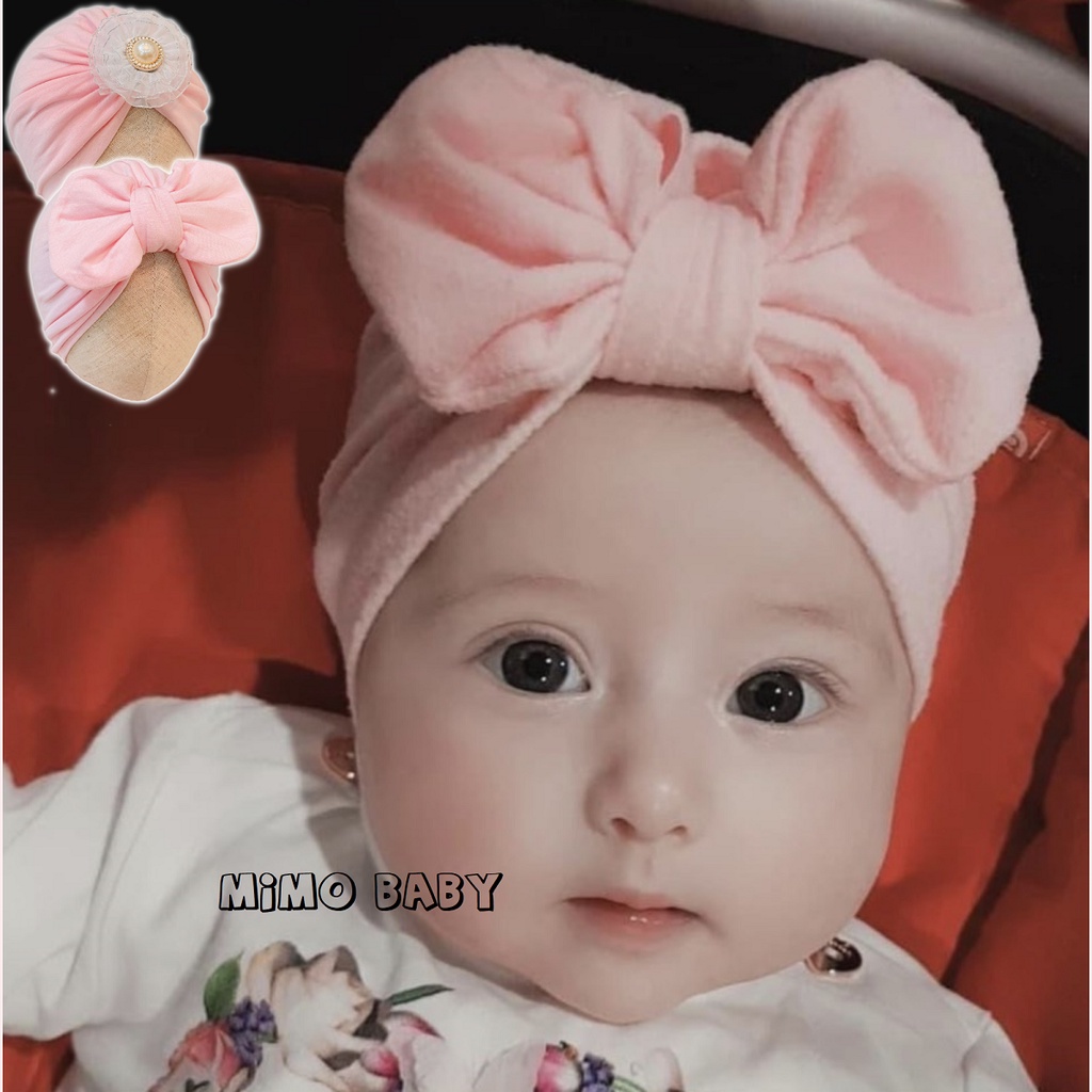 Mũ turban bé gái - hồng baby (6-10kg) MTB91 Mimo Baby