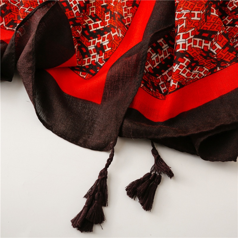 Khăn Choàng Cotton Linen In Họa Tiết Thời Trang Nhật Hàn