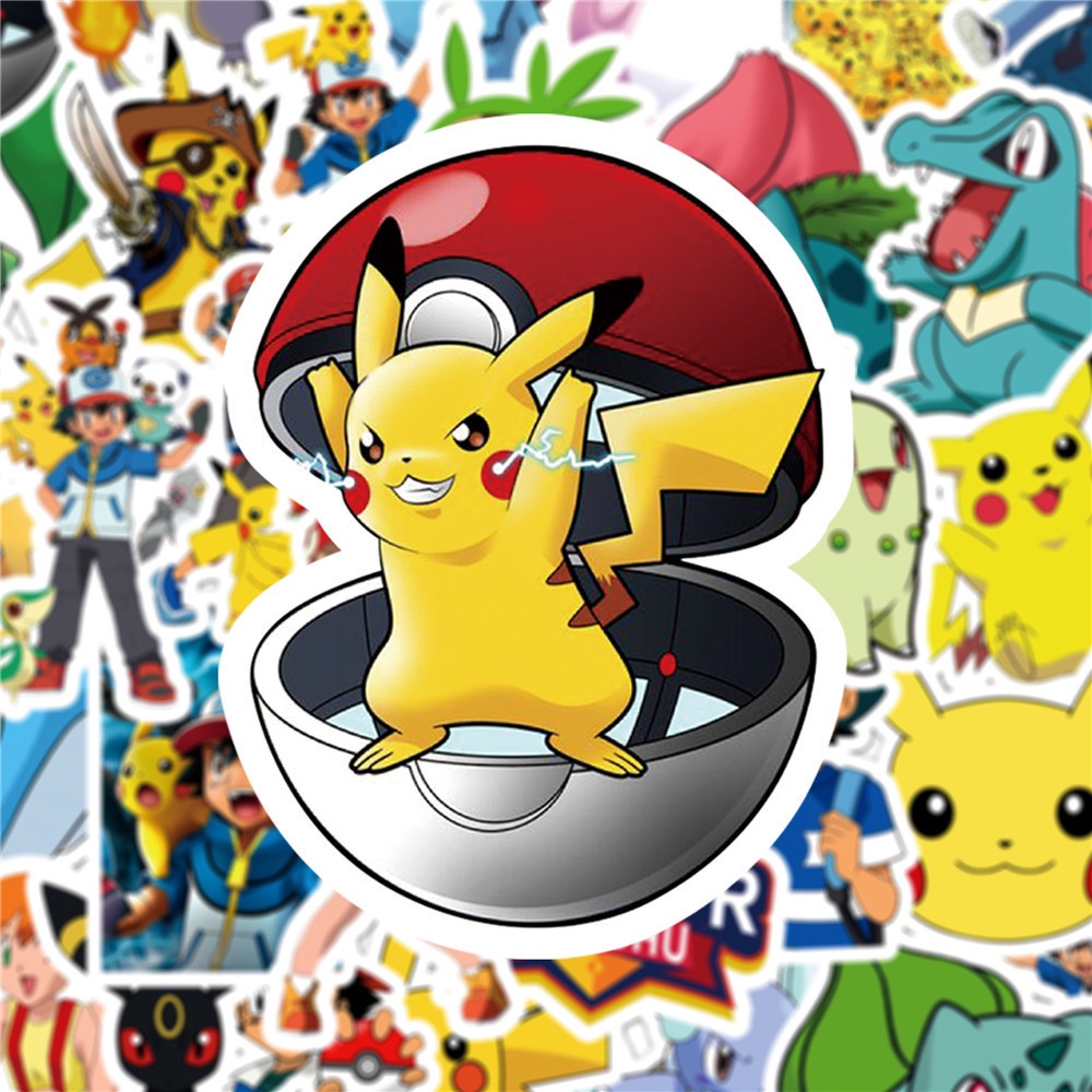 Y&P| Hình Dán Chống Nước Pokémon Nhật Bản Anime Mũ Bảo Hiểm Máy Tính Xách Tay Hành Lý Dán Thiết Lập, 10 tờ