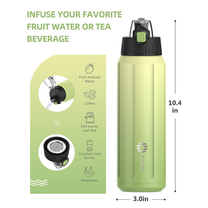 FJbottle Bình nước xe đạp thể thao bằng Hợp kim nhôm 600ml Gradient Green màu xanh lá FJ002