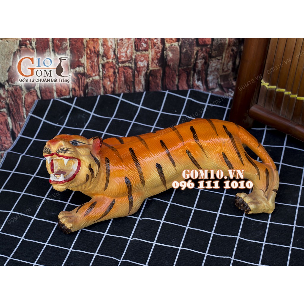 Trang trí tiểu cảnh - Tượng gốm Hổ vàng 26cm