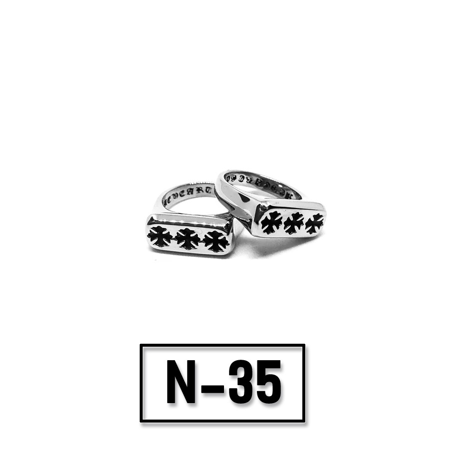 Nhẫn titan Signet 6mm Chrome heart hoạ tiết chìm - Mẫu N-35