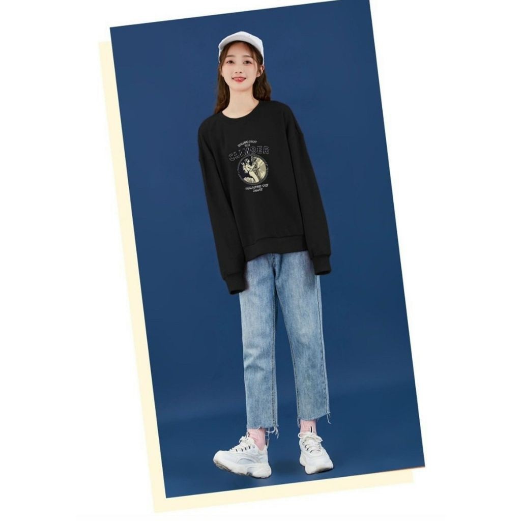 ÁO SWEATER NỈ UNISEX KHÔNG NÓN CLIMBER ÁO FORM RỘNG NAM NỮ NHIỀU MÀU