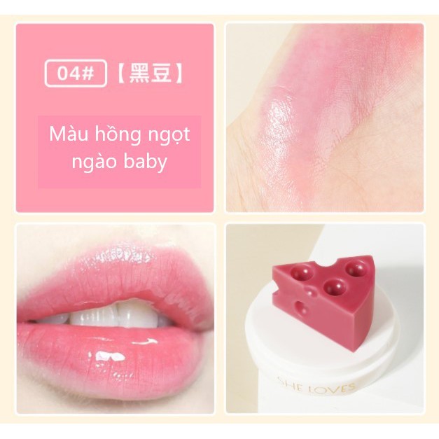 Son dưỡng môi SHE LOVES phô mai cheese lip balm kèm cọ dưỡng ẩm ngăn ngừa lão hoá (SLS23)