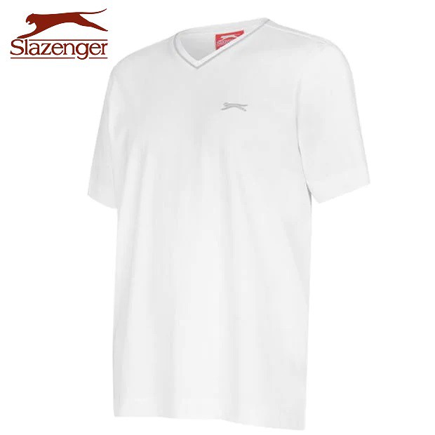 Áo thun nam cổ tim Slazenger V Neck (màu White) - Hàng size UK