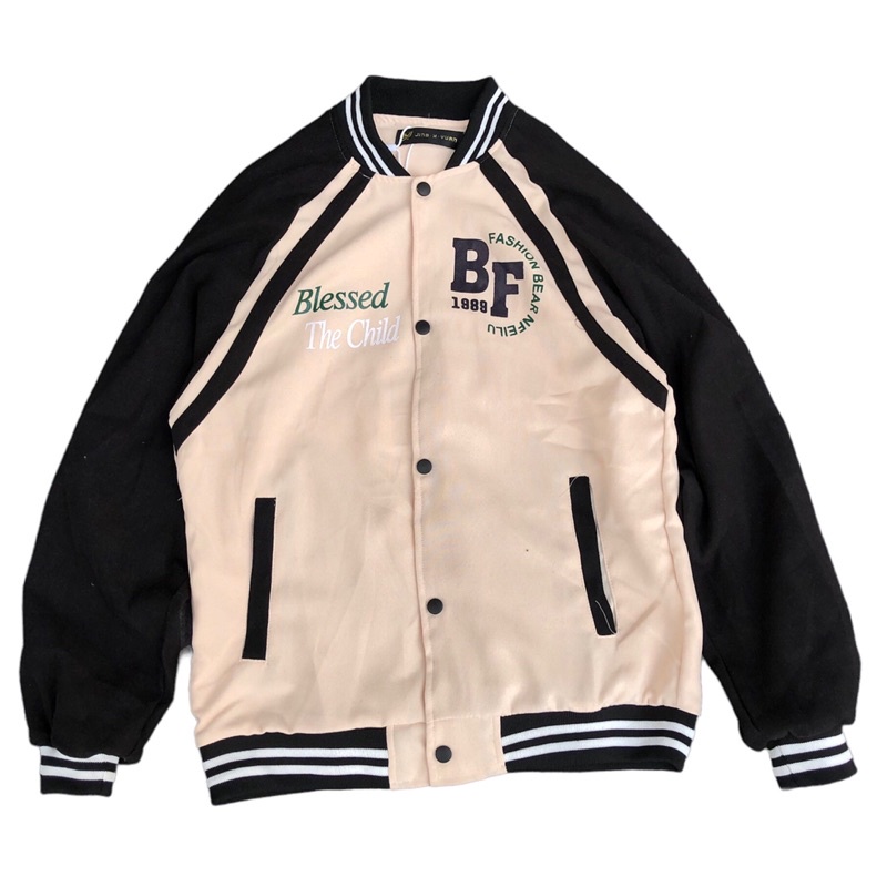Áo bomber nữ hai lớp phom rộng chất liệu nhung tăm BF