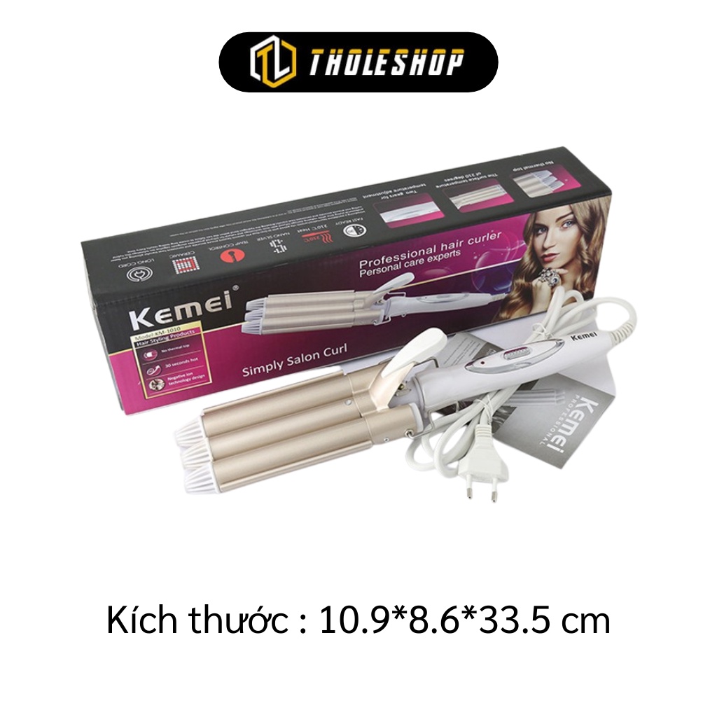 Máy Uốn Tóc - Máy Làm Tóc Xoăn 3 Trục Kemei-1010 Dễ Dàng Và Nhanh Chóng 4355