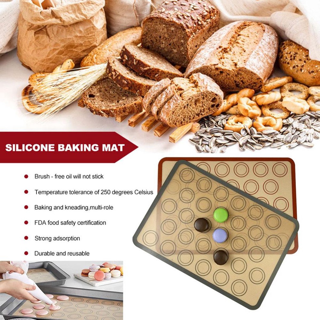 Thảm Silicone Sợi Thủy Tinh Hình Chữ Nhật Chịu Nhiệt Chống Dính Dùng Để Nướng Bánh