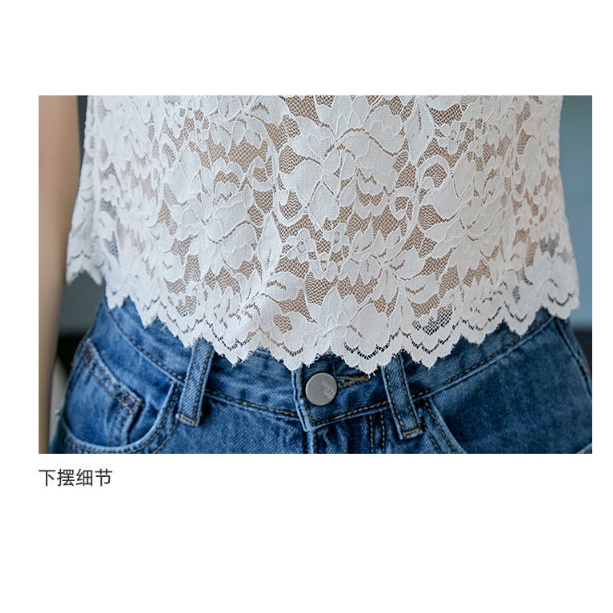 Áo Thun Tay Ngắn Phối Ren Lưới Thời Trang Mùa Hè Cho Nữ