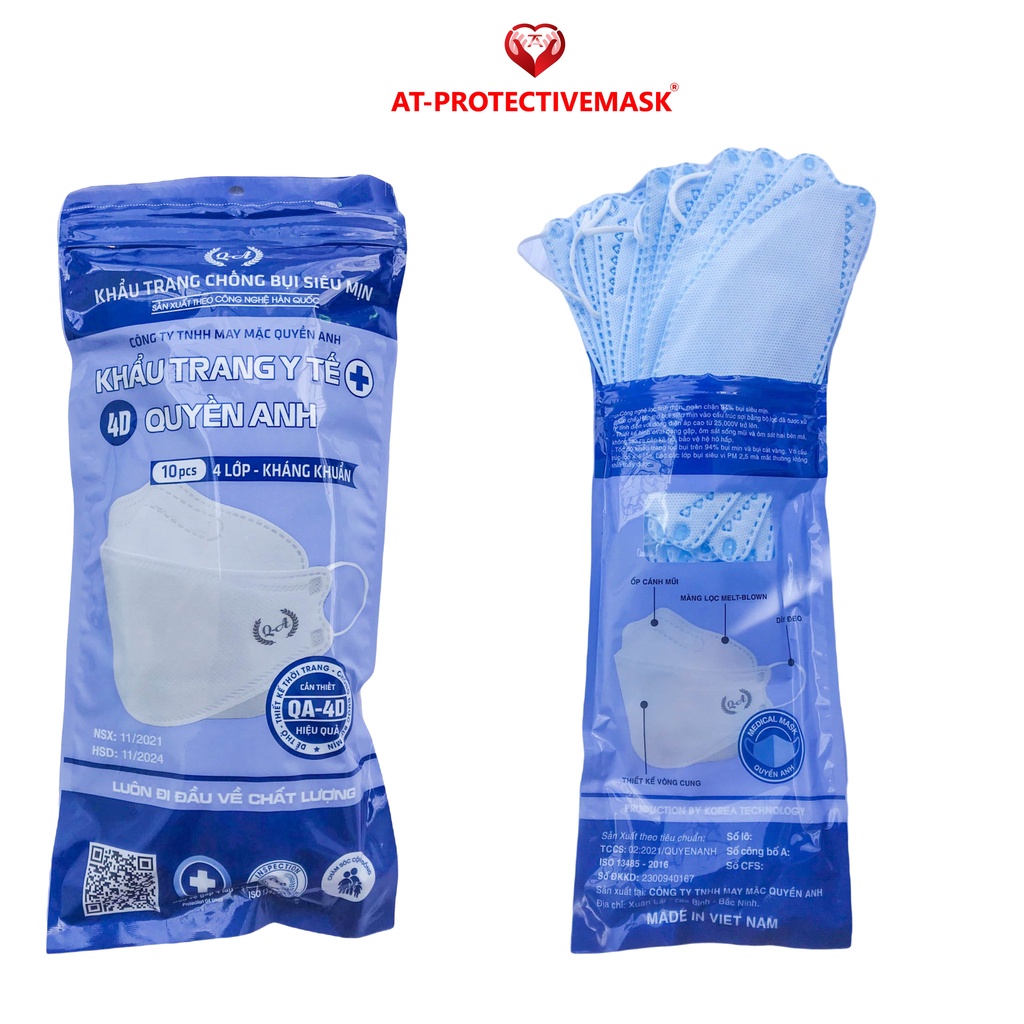 Gói 10 khẩu trang y tế KF94 4D cao cấp hàng chính hãng QUYỀN ANH