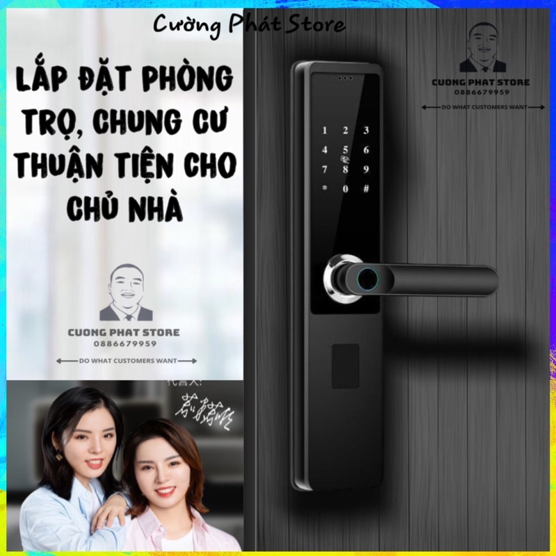 Khoá vân tay K100 lắp chung cư, Phòng trọ đủ các tính năng dài 27cm