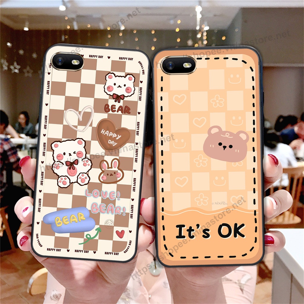Ốp lưng Oppo A3s / A1k / Realme C1 / Realme C2 trái tim hình gấu cute cá tính, giá rẻ, cực bền