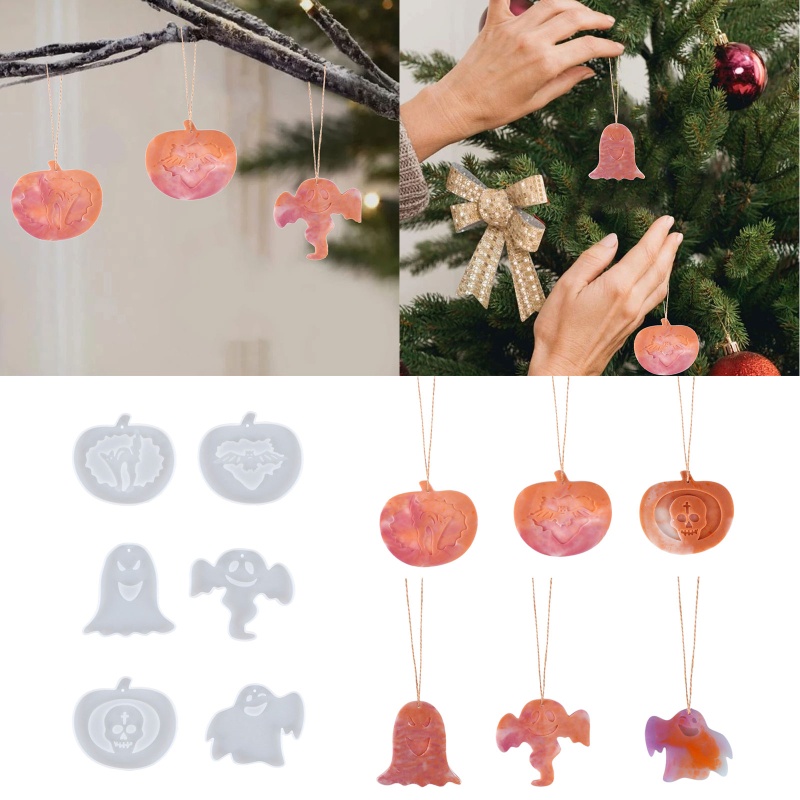 Set 6 Khuôn Silicone Làm Móc Khóa Phong Cách Halloween